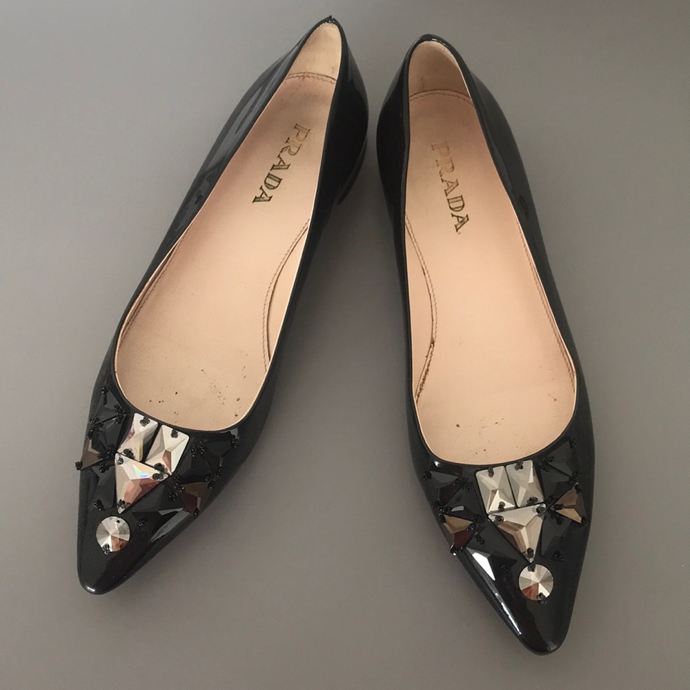 Prada crystal flatshoes